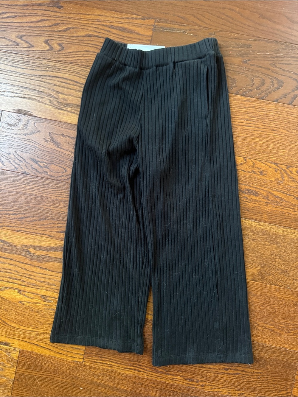 NWT Uniqlo Kids Black Ribbed Wide-Leg Pants